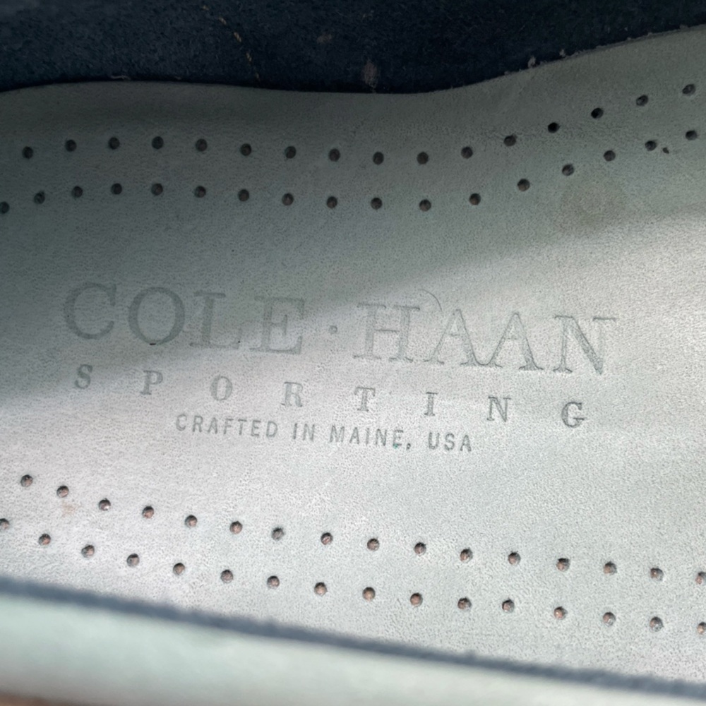 Vintage 90s Cole Haan Made USA Maine Suede Leather Tricolor Boat Deck Shoes 11.5 - Picture 4 of 15